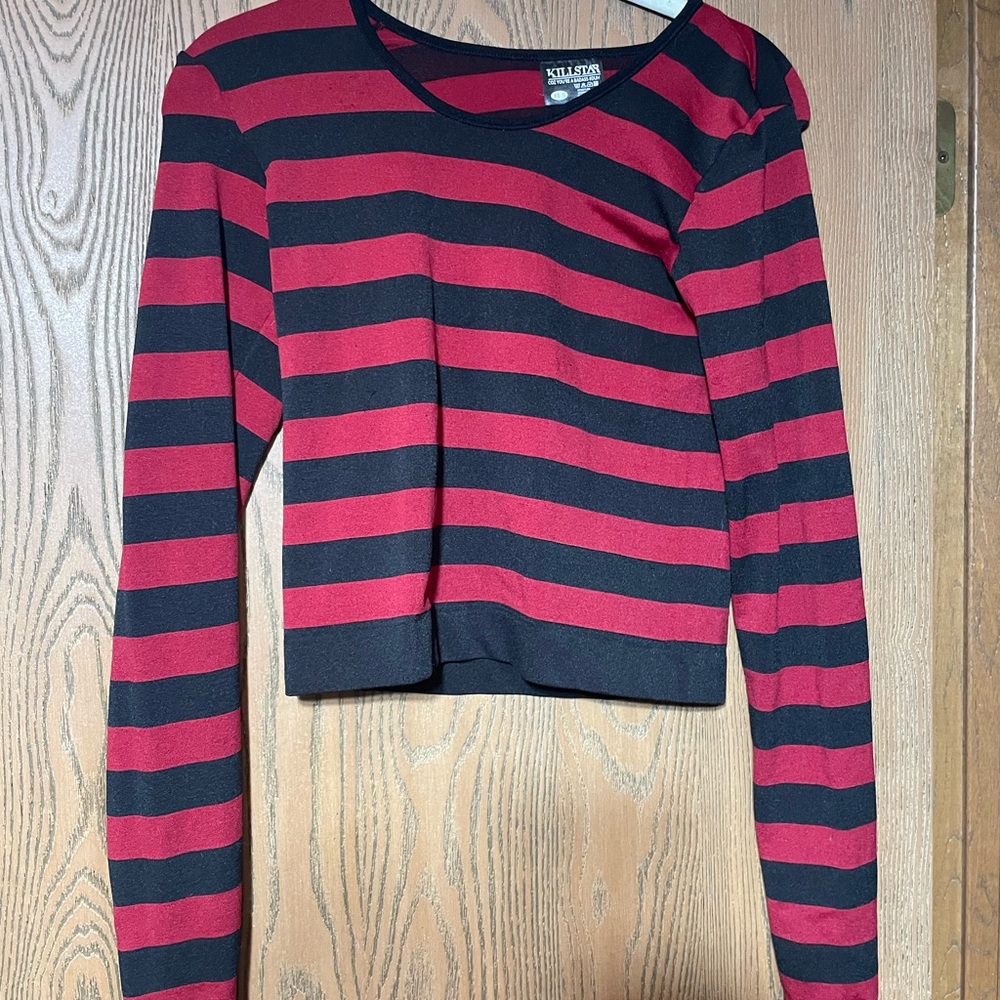 Killstar Crimson and Ebony Striped Top